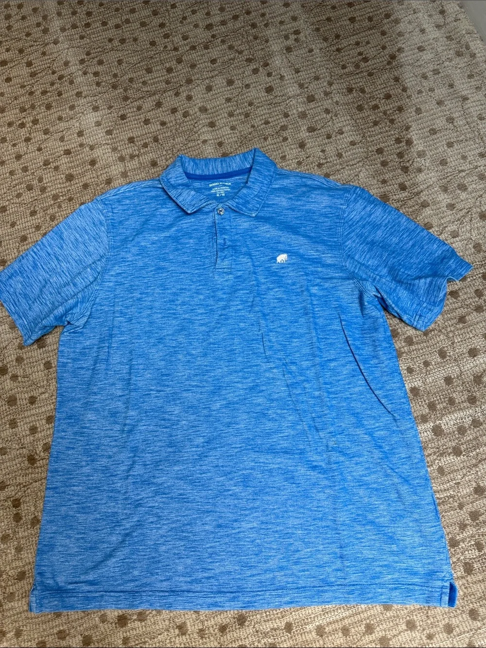 Banana Republic Blue Heather Polo with Small White Logo